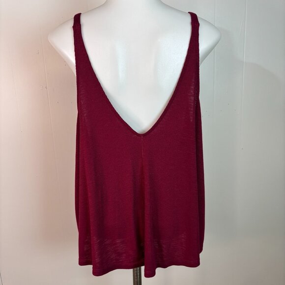 Intimately Free People Swing Tank Top Medium Burgundy V-Neck Cropped Low-Back - Picture 5 of 8